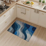 Blue Teal Abstract Wave Blue and Teal Area Rug