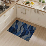 Wavy Navy Blue Grey Abstract Area Rug