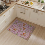 Playful Pink Fawn and Daisy Pattern Rug