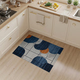 Navy Blue Abstract Geometric Grid Area Rug