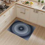 ODIKA Modern Abstract Concentric Circle Blue Machine Washable Area Rug, Low Pile Non-Slip & Pet Friendly