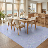 Blue and Teal Blue Wave Washable Area Rug