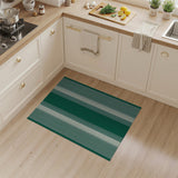Green and White Striped Coastal Area Rug