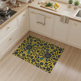 Yellow Navy Floral Vintage Area Rug