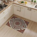 Cream and Terracotta Mandala Persian Area Rug
