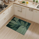 Green Geometric Green Leaf Abstract Area Rug
