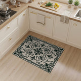 Ornate Black Floral Scrollwork Area Rug
