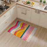 Vibrant Abstract Wave Washable Area Rug