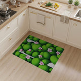 Verdant Green Orbs with Pink Blossoms Area Rug