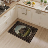 Rustic Farmhouse Cabin in Distressed Frame Rug