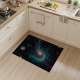 Cosmic Teal Nebula Swirl Area Rug