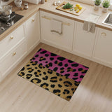Gold Hot Pink Leopard Split Shag Rug