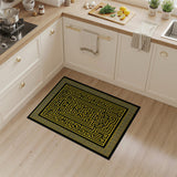 Gold Labyrinth Maze Area Rug with Greek Key Border