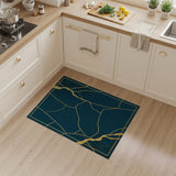 Navy Blue Gold Kintsugi Fracture Area Rug
