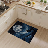 Wolf Howling at Moon Pixel Art Area Rug
