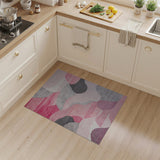 Abstract Pink Grey Striped Area Rug