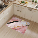 Pink Marble Gold Vein Washable Area Rug