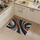 Grey Orange Abstract Swirl Area Rug