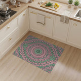 Pink Green Mandala Floral Area Rug