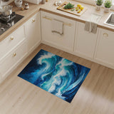 Crashing Blue Teal Ocean Wave Area Rug
