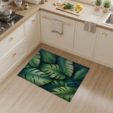 Abstract Area Lush Monstera Leaves Green Area Rug