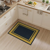 Gold Framed Navy Geometric Area Rug