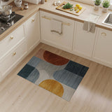 Abstract Curved Shapes Multi-Color Area Rug