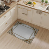 Ornate Floral Leaf Border Area Rug