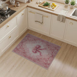 Blush Pink Bow Floral Vintage Area Rug