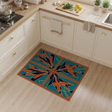 Bold Teal Orange Geometric Burst Area Rug