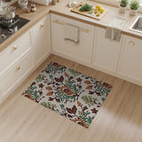 Cream Green Floral Leaf Vintage Area Rug