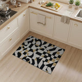 Modern Geometric Black White Gold Area Rug