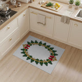 Ornate Gold Wreath Green Fir Branch Area Rug