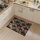Red Fleur-de-Lis Distressed Vintage Area Rug