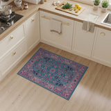 Teal Pink Traditional Persian Area Rug