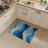 Blue and Teal Layered Blue Waves Geometric Area Rug