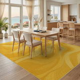 Yellow Wavy Abstract Area Rug