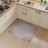 Pink Pink Cherry Blossom Floral Border Rug