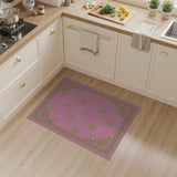 Elegant Pink Fleur-de-Lis Area Rug with Gold Border