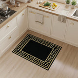Gold Greek Key Border Black Area Rug