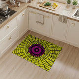 Vibrant Pink Flower Sunburst Yellow Mandala Rug