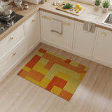 Vibrant Yellow Orange Geometric Shag Area Rug