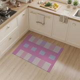 Textured Pink Geometric Block Area Rug
