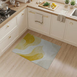 ODIKA Washable Abstract Wavy Rug - Mustard Gold/Cream Low Pile Area Rug