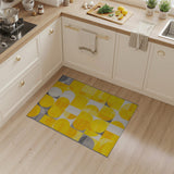 Vibrant Yellow Geometric Oval Area Rug