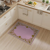 Pink Gold Ornate Daisy Border Area Rug