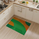 Vibrant Green Orange Geometric Abstract Rug