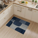 Navy Blue Curved Geometric Area Rug