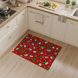 Festive Red Mushroom Holly Cartoon Area Rug