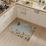 Cream Peony Garden with Butterflies Area Rug